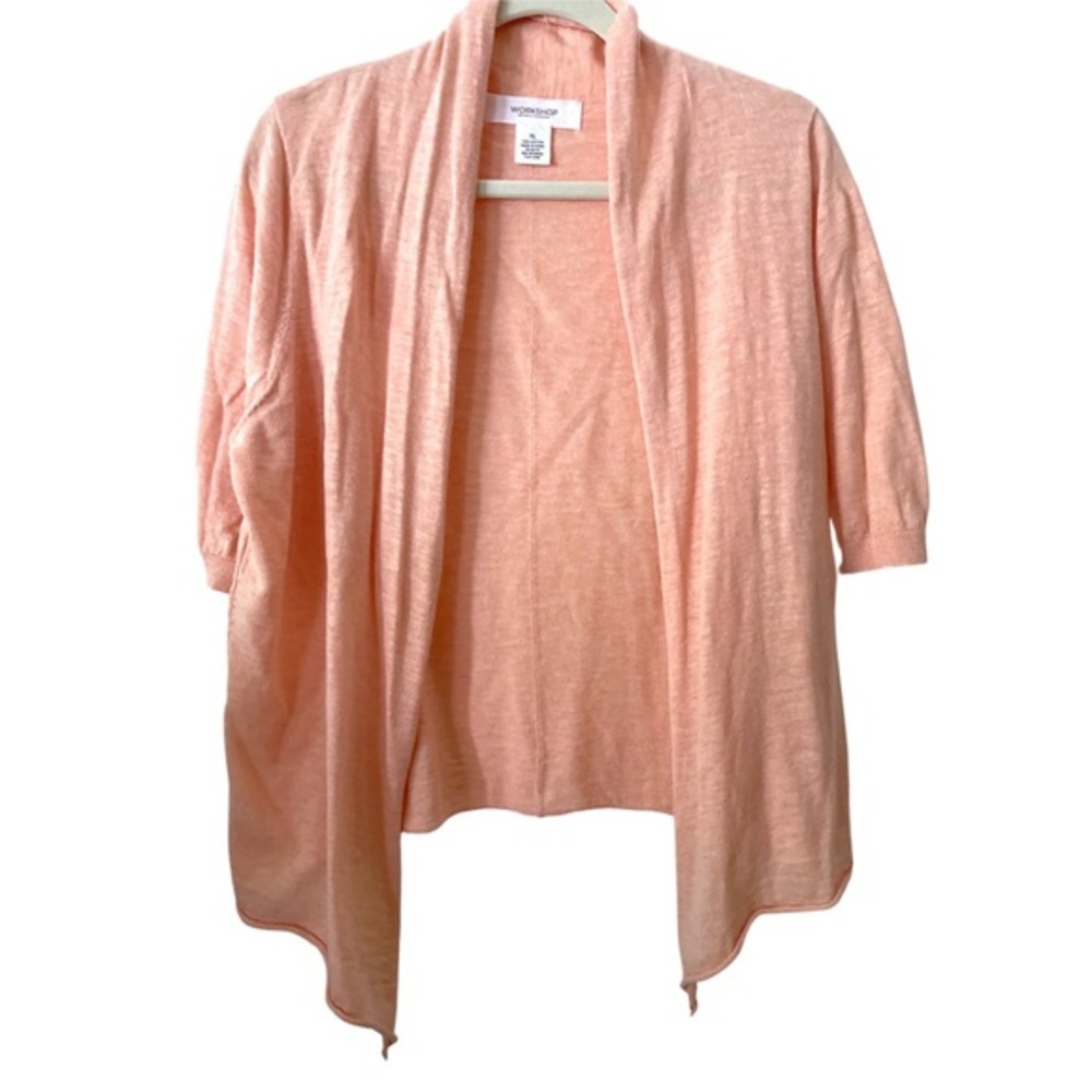 Workshop Republic Clothing Apricot/ peach 100% Cotton short‎ sleeve cardigan